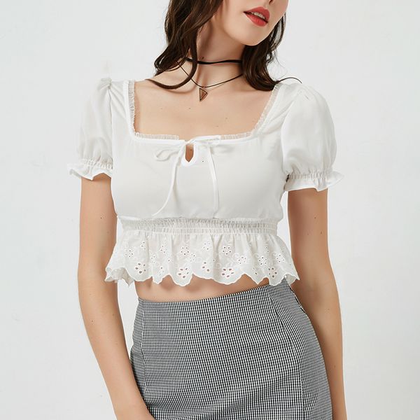 женщина топы женщины блузка женщины площади шеи шифон crop top срощенной кружева хем с puff рукавом коротким рукавом блузка drop доставка, White
женщина топы женщины блузка женщины площади шеи шифон crop top срощенной кружева хем с puff рукавом коротким рукавом блузка drop доставка, White
