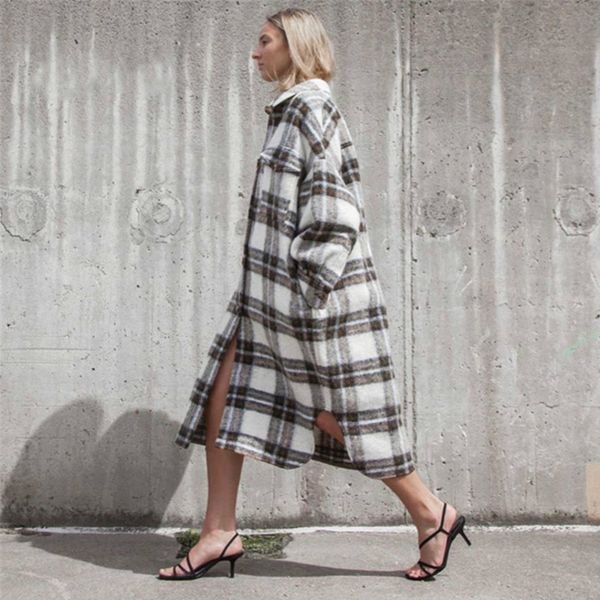 vintage wool plaid coat women 2019 winter turn down collar single breasted loose oversized long coat loose casual z015, Black
vintage wool plaid coat women 2019 winter turn down collar single breasted loose oversized long coat loose casual z015, Black