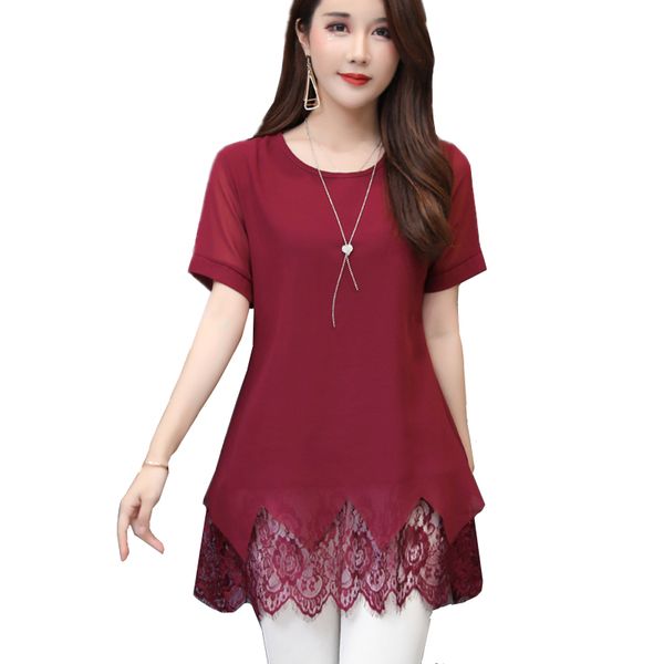 2019 fashion spring blouse women lace chiffon short sleeve shirt women's blouse loose womens and blouses plus size 5xl, White
2019 fashion spring blouse women lace chiffon short sleeve shirt women's blouse loose womens and blouses plus size 5xl, White