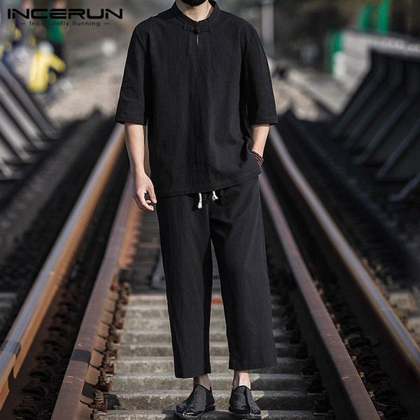 incerun man retro comfortable sets casual half sleeve stand collar blouse waist drawstring pants men vintage solid color suits, Gray
incerun man retro comfortable sets casual half sleeve stand collar blouse waist drawstring pants men vintage solid color suits, Gray