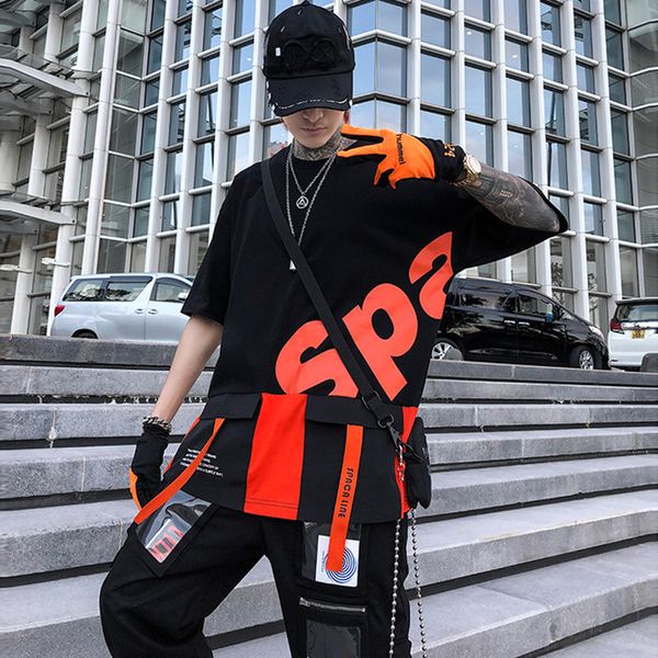 japanese street summer fashion black orange solid cotton ribbon t-shirt o-neck hip-hop short sleeve male tees, White;black
japanese street summer fashion black orange solid cotton ribbon t-shirt o-neck hip-hop short sleeve male tees, White;black