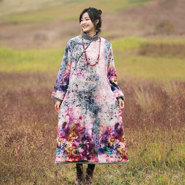 zhi pai 2018 winter new style women's dress ethnic literature and art retro cotton linen cotton-padded clothes women's long plus, Blue;black
zhi pai 2018 winter new style women's dress ethnic literature and art retro cotton linen cotton-padded clothes women's long plus, Blue;black