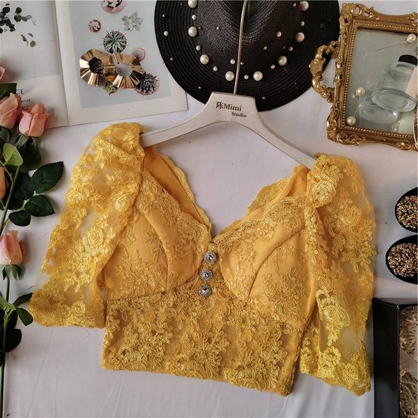 cropped lace blouse women retro court style lace embroidered puff sleeve shirt girls ladies blusas mujer de moda 2020, White
cropped lace blouse women retro court style lace embroidered puff sleeve shirt girls ladies blusas mujer de moda 2020, White