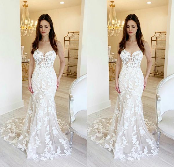 2020 wedding dresses mermaid plus size spaghetti strap bridal wedding dress sweep train v neck wedding gowns, White
2020 wedding dresses mermaid plus size spaghetti strap bridal wedding dress sweep train v neck wedding gowns, White