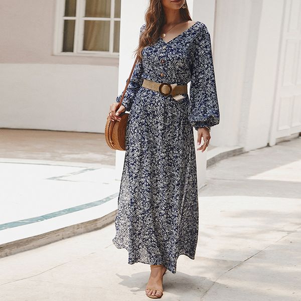 spring autumn behomian dress 2019 new floral printed women dresses sweet long lantern sleeve v-neck maxi long dress split m0610, Black;gray
spring autumn behomian dress 2019 new floral printed women dresses sweet long lantern sleeve v-neck maxi long dress split m0610, Black;gray