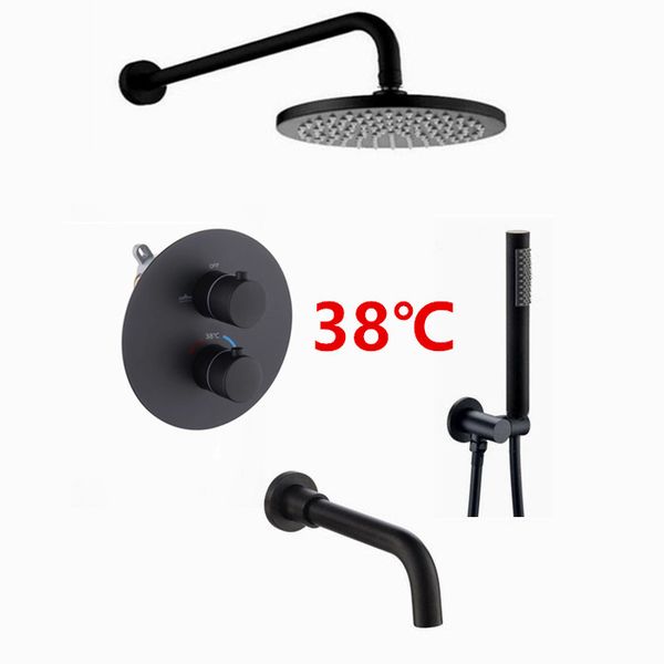 matt black thermostatic bathroom shower faucet brass bath shower set wall & ceiling mounted round rain shower head
matt black thermostatic bathroom shower faucet brass bath shower set wall & ceiling mounted round rain shower head