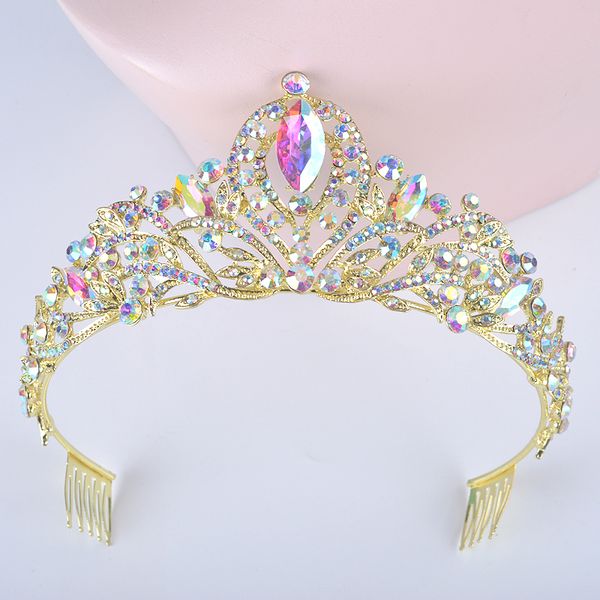 gold ab color wedding hair tiara for bride crystal rhinestones women crowns with comb bridal headpiece hair jewelry diadema j190701, Golden;white
gold ab color wedding hair tiara for bride crystal rhinestones women crowns with comb bridal headpiece hair jewelry diadema j190701, Golden;white