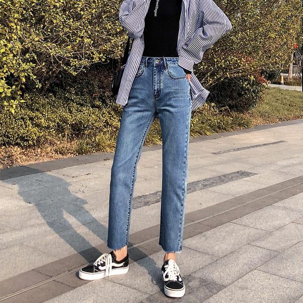 pengpious new high waist straight jeans female trousers straight legs wrinkle vintage washed, Blue
pengpious new high waist straight jeans female trousers straight legs wrinkle vintage washed, Blue