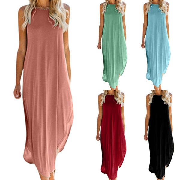 womens sleeveless halter neck side slit maxi loose dress casual beach sundress, Black;gray
womens sleeveless halter neck side slit maxi loose dress casual beach sundress, Black;gray