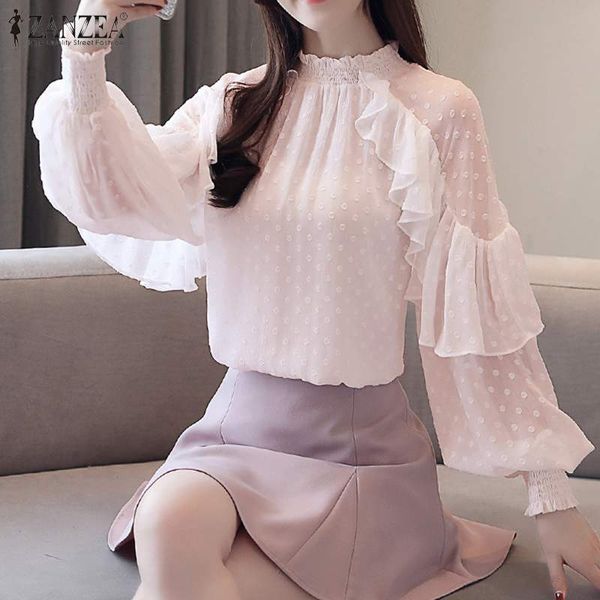 women's blouses & shirts 2021 spring long lantern sleeve tunic zanzea elegant work chiffon blouse women ruffle collar polka dot mesh s, White
women's blouses & shirts 2021 spring long lantern sleeve tunic zanzea elegant work chiffon blouse women ruffle collar polka dot mesh s, White