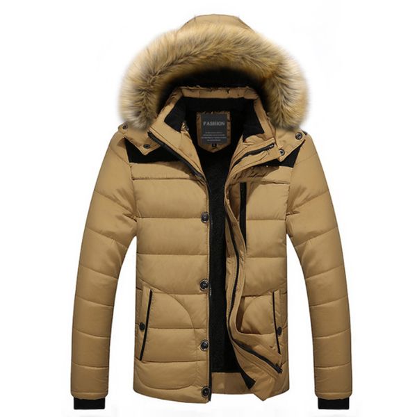 2019 winter men's plus velvet cotton-padded clothes jacket large fur collar casual plus-sized hooded cotton-padded coat, Black
2019 winter men's plus velvet cotton-padded clothes jacket large fur collar casual plus-sized hooded cotton-padded coat, Black