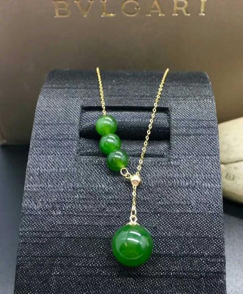 zheru jewelry's only pure 18k gold inlaid natural hetian jasper spinach green 8-10mm round bead pendant necklace gift, Silver
zheru jewelry's only pure 18k gold inlaid natural hetian jasper spinach green 8-10mm round bead pendant necklace gift, Silver