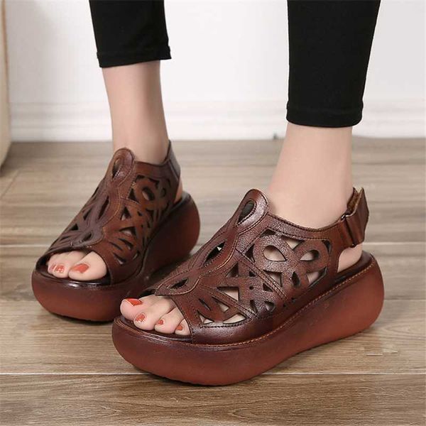 women sandals 2020 new summer hollow sandals genuine leather handmade retro mother women fashion casual platform, Black
women sandals 2020 new summer hollow sandals genuine leather handmade retro mother women fashion casual platform, Black