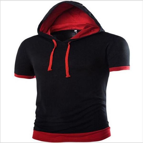 men 2017 summer casual fake two pieces of fashion unique simple short-sleeved hoodie t-shirt 5-color m-2xl, Black
men 2017 summer casual fake two pieces of fashion unique simple short-sleeved hoodie t-shirt 5-color m-2xl, Black