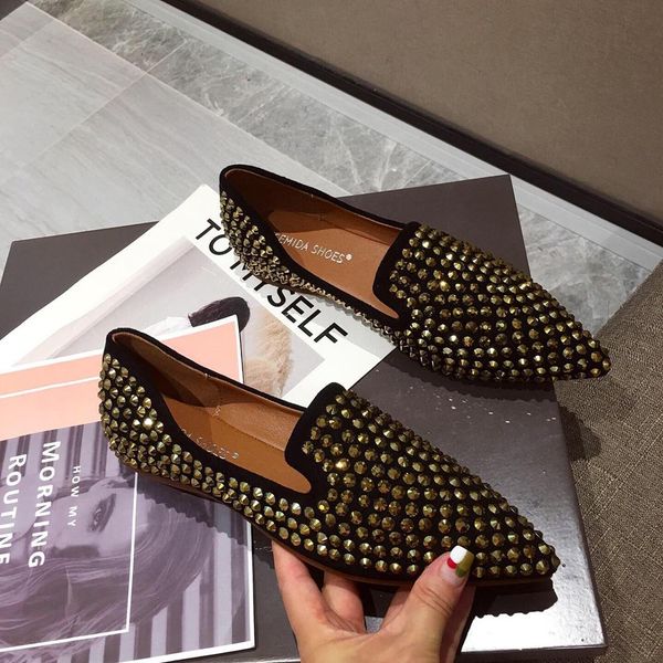 new comfortable golden woman flats on shoes slip toe pointed flats casual rivet studded shoes spring autumn loafers xkfol, Black
new comfortable golden woman flats on shoes slip toe pointed flats casual rivet studded shoes spring autumn loafers xkfol, Black