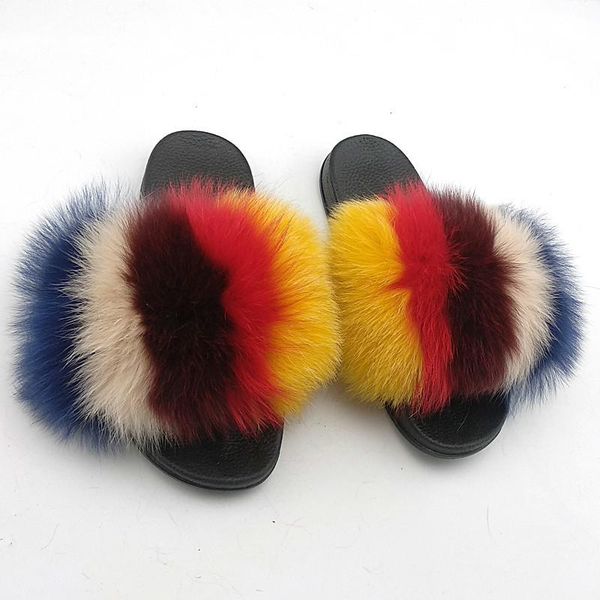 women's summer real fox fur flip flops fluffy striped plush slippers women slides female open toe fur sandals indoor furry shoes, Black
women's summer real fox fur flip flops fluffy striped plush slippers women slides female open toe fur sandals indoor furry shoes, Black