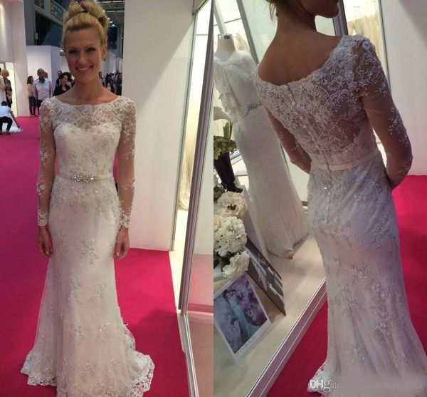scoop neck long sleeve mermaid wedding dresses appliques beaded button bridal wedding gowns hochzeitskleid robe de mariee, White
scoop neck long sleeve mermaid wedding dresses appliques beaded button bridal wedding gowns hochzeitskleid robe de mariee, White
