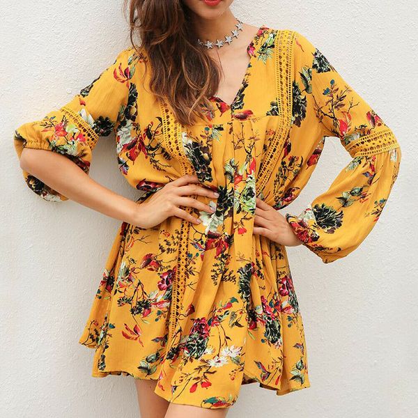women long sleeve boho floral party swimwear bikini summer beach wear cover up dress casual loose mini sundress, Black;gray
women long sleeve boho floral party swimwear bikini summer beach wear cover up dress casual loose mini sundress, Black;gray