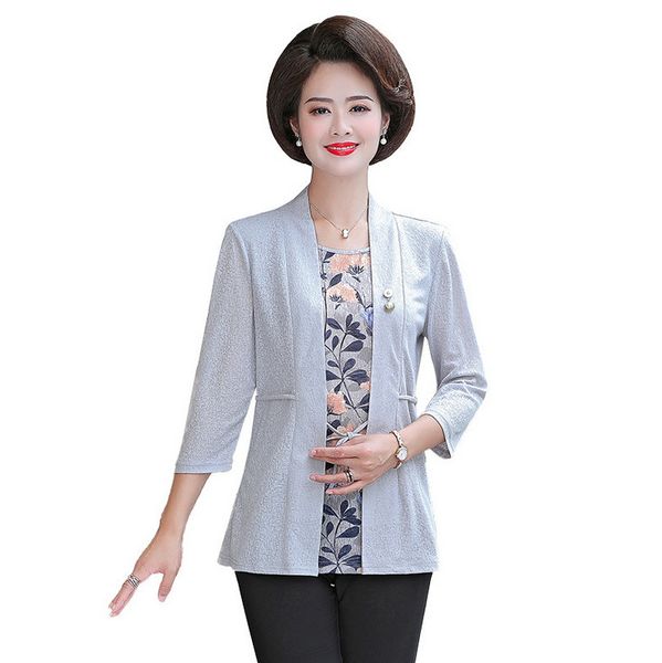 three quarter sleeve women fake two pieces t-shirts 2020 new spring woman clothes fashion elegant middle age mother shirt, White
three quarter sleeve women fake two pieces t-shirts 2020 new spring woman clothes fashion elegant middle age mother shirt, White