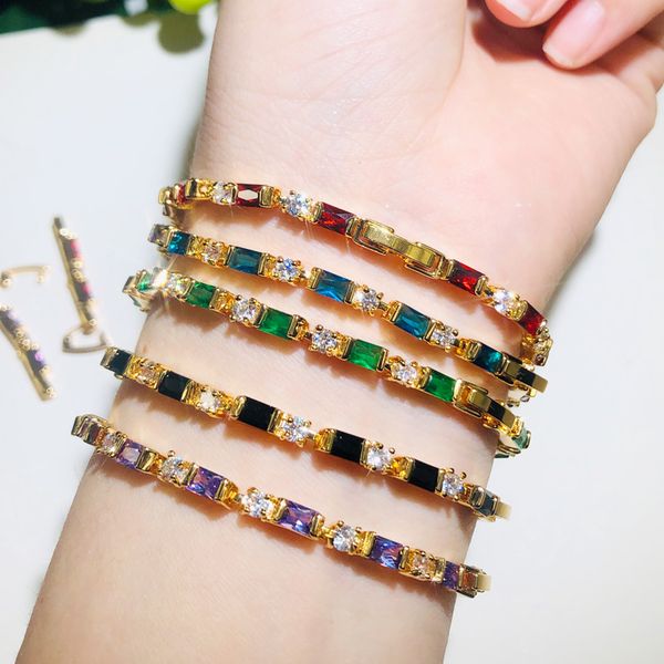 link, chain cwwzircons trendy red purple cubic zircon crystal glitter yellow gold bracelet for women jewelry cb206, Black
link, chain cwwzircons trendy red purple cubic zircon crystal glitter yellow gold bracelet for women jewelry cb206, Black