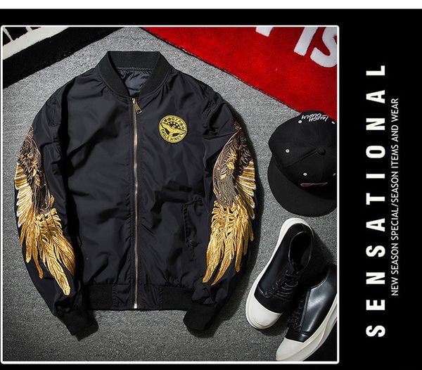 mens embroidered casual jacket pilot couple loose autumn fashion japanese casual baseball uniform designer long sleeve coats, Black;brown
mens embroidered casual jacket pilot couple loose autumn fashion japanese casual baseball uniform designer long sleeve coats, Black;brown