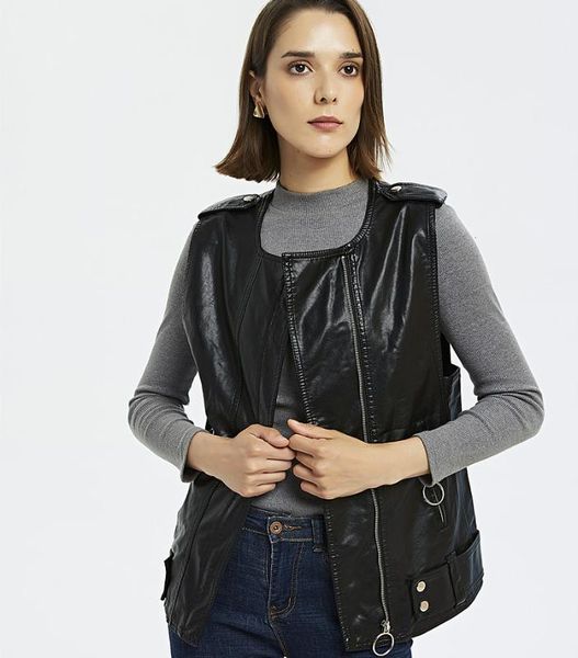 womens leather waistcoat motorcycle vest coat 2019 new design sleeveless black vests jackets female soft pu outerwears winter, Black;white
womens leather waistcoat motorcycle vest coat 2019 new design sleeveless black vests jackets female soft pu outerwears winter, Black;white