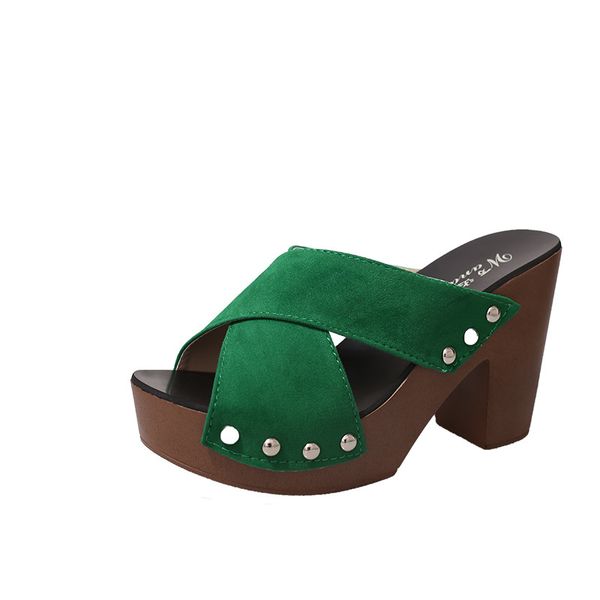 rubber clogs women slippers retro clogs thick high heels rivets cross straps rough with suede sandals pumps fish head 3518, Black
rubber clogs women slippers retro clogs thick high heels rivets cross straps rough with suede sandals pumps fish head 3518, Black