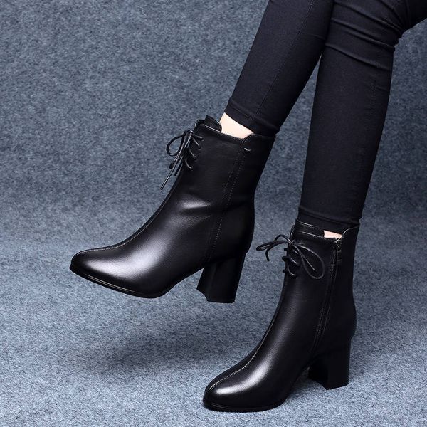 pu cross-tied women mid calf boots high square heel zipper pointed toe mature vintage winter boots plus size shoes, Black
pu cross-tied women mid calf boots high square heel zipper pointed toe mature vintage winter boots plus size shoes, Black