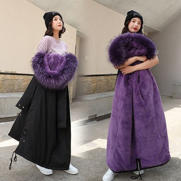 long cotton coat women's long over-the-knee joint contrast color plush inner wearing college style workwear parka loose-fit kore, Blue;black
long cotton coat women's long over-the-knee joint contrast color plush inner wearing college style workwear parka loose-fit kore, Blue;black