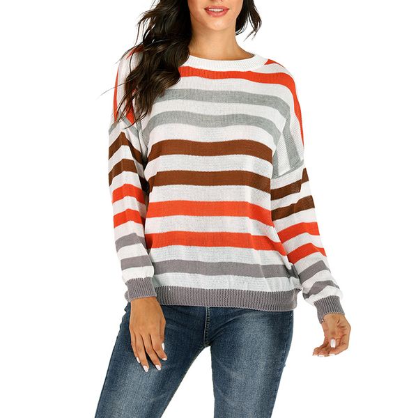 striped women's sweater patchwork color long sleeve round neck knitted loose casual pullover ladies fall jumper clothes #25, White;black
striped women's sweater patchwork color long sleeve round neck knitted loose casual pullover ladies fall jumper clothes #25, White;black