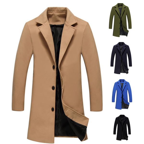 dropshipping men autumn woolen overcoat turn-down collar three buttons single-breasted long coats, Tan;black
dropshipping men autumn woolen overcoat turn-down collar three buttons single-breasted long coats, Tan;black