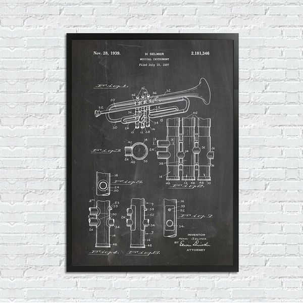 trumpet patent blueprint canvas painting wall art speaker vintage posters black and white wall pictures music room decoration
trumpet patent blueprint canvas painting wall art speaker vintage posters black and white wall pictures music room decoration