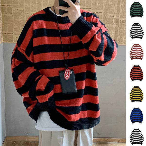 striped sweater men warm fashion contrast color casual knit sweater man streetwear wild loose long-sleeved pullover male clothes, White;black
striped sweater men warm fashion contrast color casual knit sweater man streetwear wild loose long-sleeved pullover male clothes, White;black