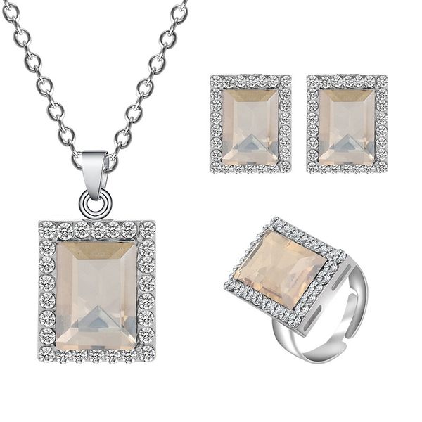 2019 new luxurious golden metal dubai jewelry sets geometric square champagne crystal earrings pendant necklace sets for women, Silver
2019 new luxurious golden metal dubai jewelry sets geometric square champagne crystal earrings pendant necklace sets for women, Silver