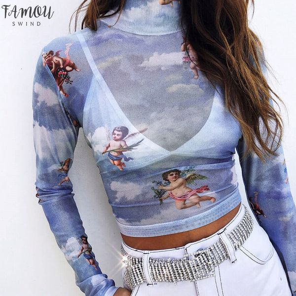 women t shirt see through transparent mesh long sleeve print sheer slim ladies turtleneck t shirt new arrival women tshirt, White
women t shirt see through transparent mesh long sleeve print sheer slim ladies turtleneck t shirt new arrival women tshirt, White