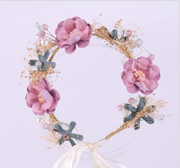 new mori girl flower headdress hay handmade garland bridal jewelry, Silver 
new mori girl flower headdress hay handmade garland bridal jewelry, Silver
