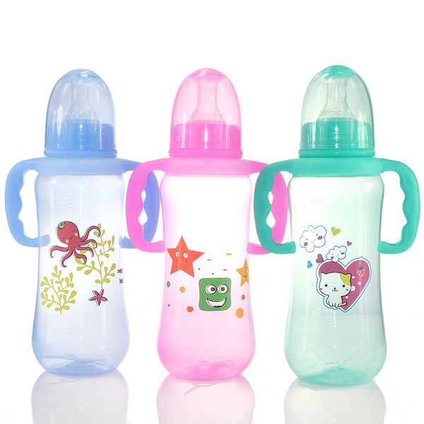 280ml baby milk pp bottles with anti-slip handle & cup four color cover water standard diameter infant nursing bottle feeding
280ml baby milk pp bottles with anti-slip handle & cup four color cover water standard diameter infant nursing bottle feeding