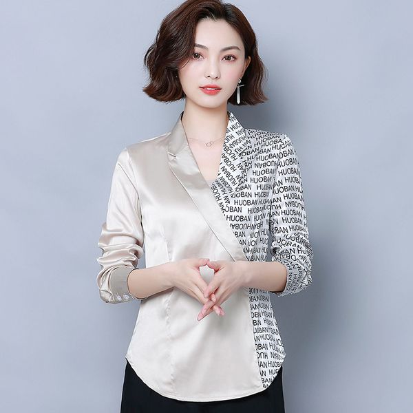 luxury silk satin women's shirts plus size long sleeve blazer neck elegant ladies runway blouse fashion office designer button shirts, White
luxury silk satin women's shirts plus size long sleeve blazer neck elegant ladies runway blouse fashion office designer button shirts, White