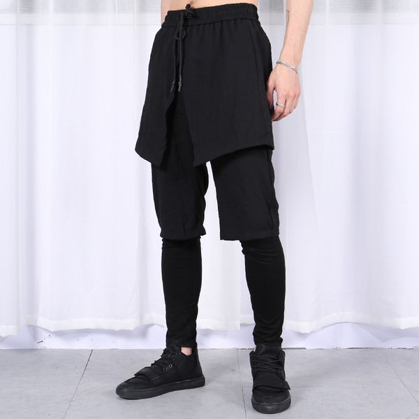 men's pants 2021 men clothing gd hair stylist fashion street original fake two pieces stereoscopic cutting harem culotte costumes, Black
men's pants 2021 men clothing gd hair stylist fashion street original fake two pieces stereoscopic cutting harem culotte costumes, Black