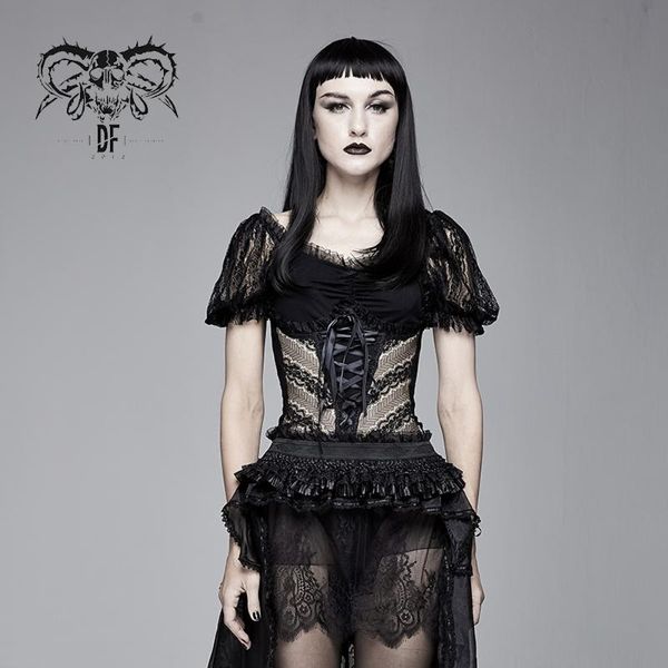devil fashion women's gothic lace puff sleeve gown gorgeous fashion lace-up evening dinner party short sleeve t-shirts, White
devil fashion women's gothic lace puff sleeve gown gorgeous fashion lace-up evening dinner party short sleeve t-shirts, White