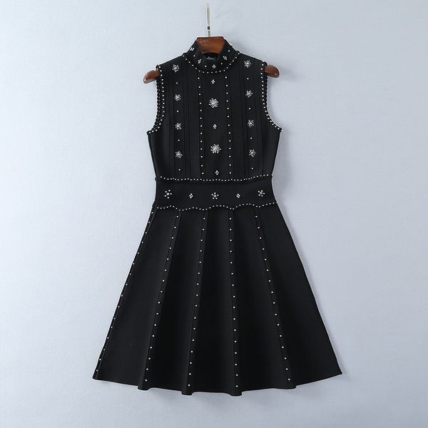610 runway dress brand same style dress sleeveless crew neck beads kint womens clothes luxury fashion dress sh, Black
610 runway dress brand same style dress sleeveless crew neck beads kint womens clothes luxury fashion dress sh, Black