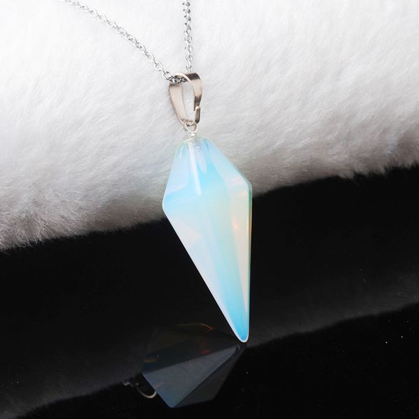wojiaer hexagonal pyramid pendant necklace natural white opal gem stone reiki chakra dangle beads jewelry dn3477, Silver
wojiaer hexagonal pyramid pendant necklace natural white opal gem stone reiki chakra dangle beads jewelry dn3477, Silver