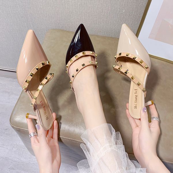 shoes woman 2020 slippers casual pointed toe rivet women heels med pantofle luxury cover summer high thin new slides pu fabric, Black
shoes woman 2020 slippers casual pointed toe rivet women heels med pantofle luxury cover summer high thin new slides pu fabric, Black