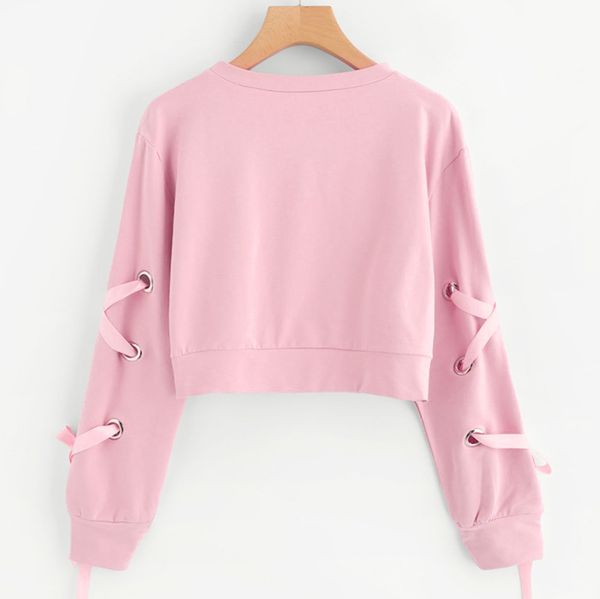 women's sweatshirt hoodies casual lace up o-neck long sleeve jumper pullover crop solid sweatshirt pullovers sudadera mujer, Black
women's sweatshirt hoodies casual lace up o-neck long sleeve jumper pullover crop solid sweatshirt pullovers sudadera mujer, Black