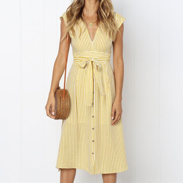 Women Sexy Summer Dress for women 2018 women's dresses Beach maxi dress Stripe Button Backless Evening Party Dress With Belt
Women Sexy Summer Dress for women 2018 women's dresses Beach maxi dress Stripe Button Backless Evening Party Dress With Belt