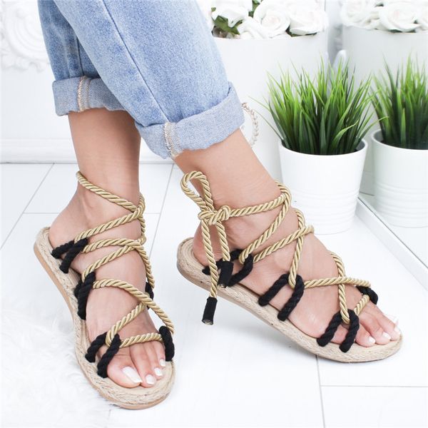 vogue new summer espadrilles women sandals high heel pointed fish mouth shoes woman lace up women flat sandals, Black
vogue new summer espadrilles women sandals high heel pointed fish mouth shoes woman lace up women flat sandals, Black
