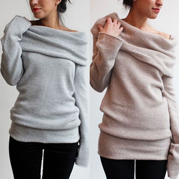 new arrival women casual off shoulder roll neck long sleeve knitted jumper sweater top, White;black
new arrival women casual off shoulder roll neck long sleeve knitted jumper sweater top, White;black