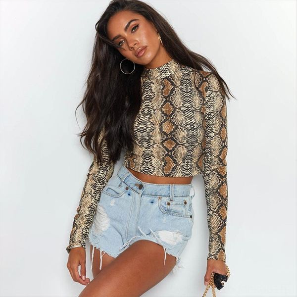 2019 summer snakeskin leopard print half-high collar long sleeve navel 2019 t-shirt summer snakeskin leopard print half-high collar, White
2019 summer snakeskin leopard print half-high collar long sleeve navel 2019 t-shirt summer snakeskin leopard print half-high collar, White
