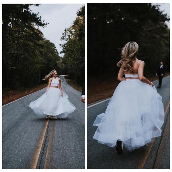 rustic jewel neck 2 piece wedding dress with vest tiered tulle wedding dresses with open back ankle length simple wedding dresses, White
rustic jewel neck 2 piece wedding dress with vest tiered tulle wedding dresses with open back ankle length simple wedding dresses, White
