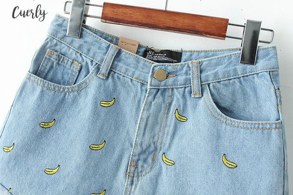 summer women banana flower embroidery cotton shorts denim shorts curling loose large type casual female waist jeans shorts, White;black
summer women banana flower embroidery cotton shorts denim shorts curling loose large type casual female waist jeans shorts, White;black
